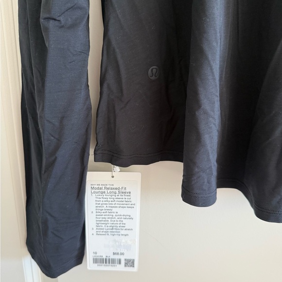 Lululemon Modal Relaxed-Fit Lounge Long-Sleeve Shirt Size 10 Black New - Picture 5 of 5